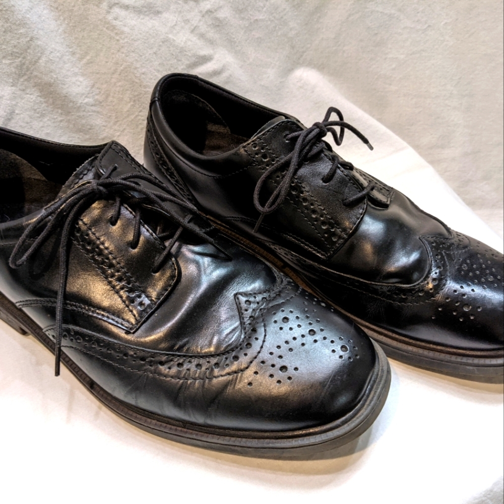 Black leather shoes